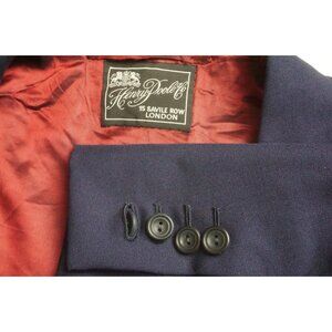Henry Poole Savile Row Solid Navy Blue Woven Wool 3/2 Sport Coat Jacket Sz 41L